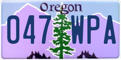 OR license plate 047WPA