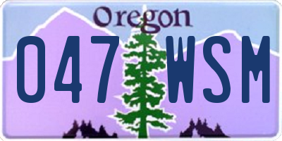 OR license plate 047WSM