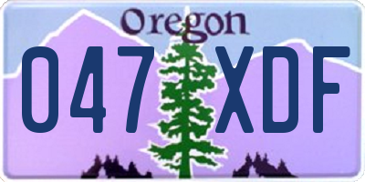 OR license plate 047XDF