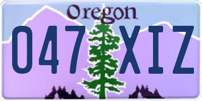 OR license plate 047XIZ