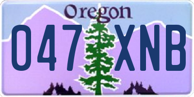 OR license plate 047XNB
