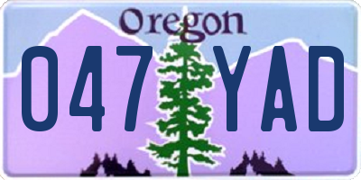 OR license plate 047YAD