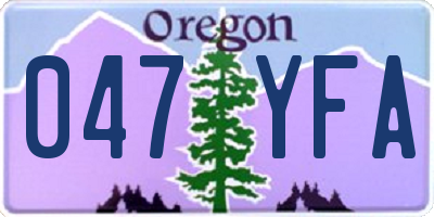 OR license plate 047YFA