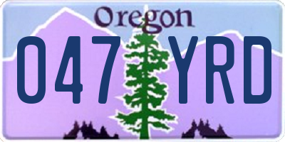 OR license plate 047YRD