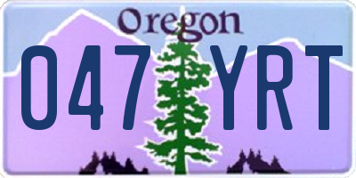 OR license plate 047YRT