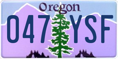 OR license plate 047YSF