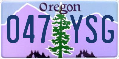 OR license plate 047YSG