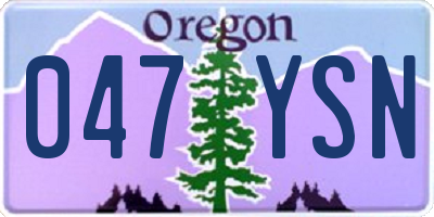 OR license plate 047YSN