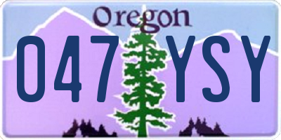 OR license plate 047YSY