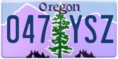 OR license plate 047YSZ