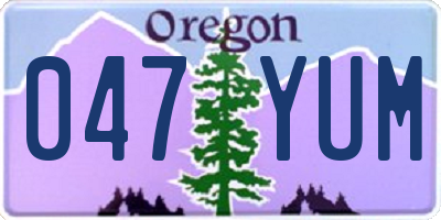 OR license plate 047YUM
