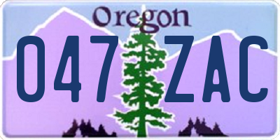 OR license plate 047ZAC
