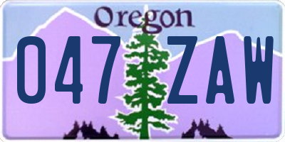 OR license plate 047ZAW