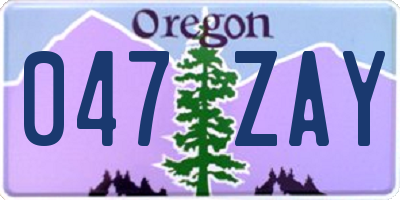OR license plate 047ZAY