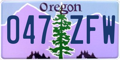 OR license plate 047ZFW