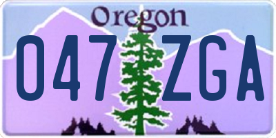 OR license plate 047ZGA