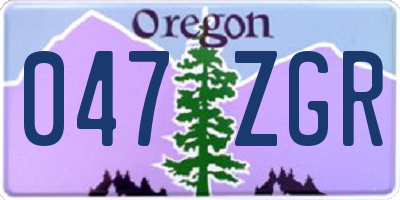 OR license plate 047ZGR