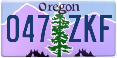 OR license plate 047ZKF