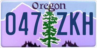 OR license plate 047ZKH