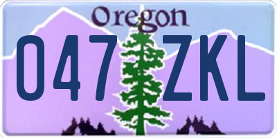 OR license plate 047ZKL