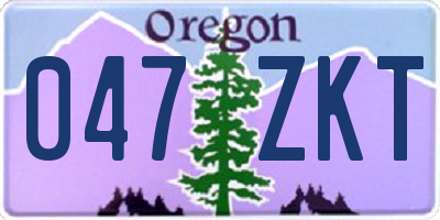 OR license plate 047ZKT