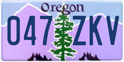 OR license plate 047ZKV