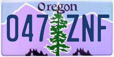 OR license plate 047ZNF