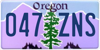 OR license plate 047ZNS