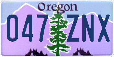 OR license plate 047ZNX