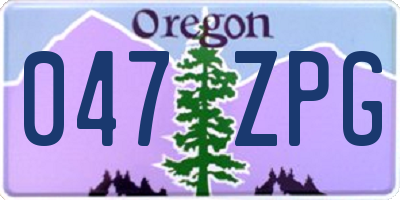 OR license plate 047ZPG