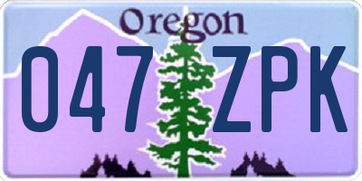 OR license plate 047ZPK