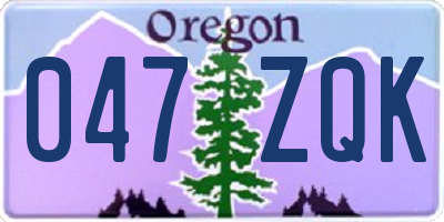 OR license plate 047ZQK