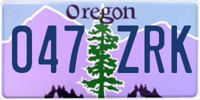 OR license plate 047ZRK