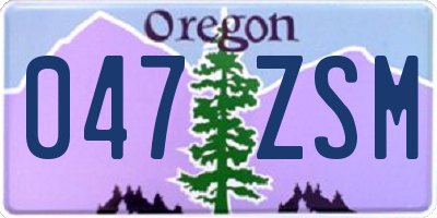 OR license plate 047ZSM