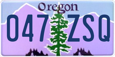 OR license plate 047ZSQ