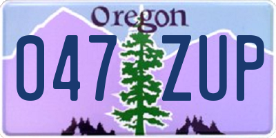 OR license plate 047ZUP
