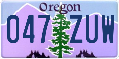 OR license plate 047ZUW
