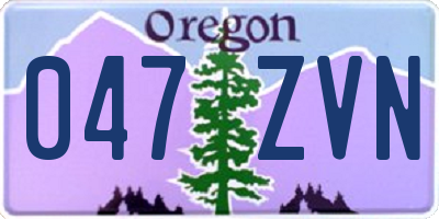 OR license plate 047ZVN