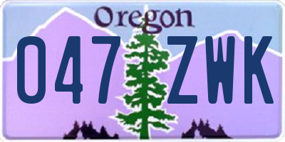 OR license plate 047ZWK