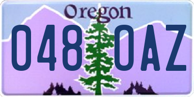 OR license plate 048OAZ