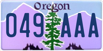 OR license plate 049AAA