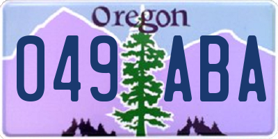 OR license plate 049ABA