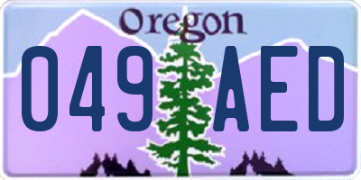 OR license plate 049AED