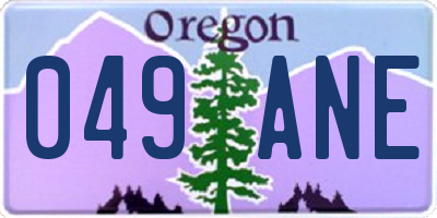 OR license plate 049ANE