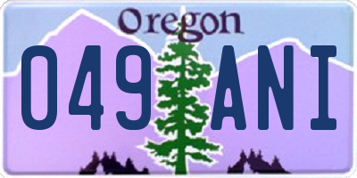 OR license plate 049ANI