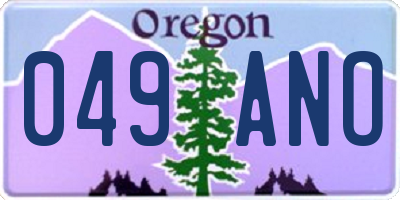 OR license plate 049ANO
