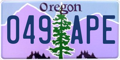 OR license plate 049APE
