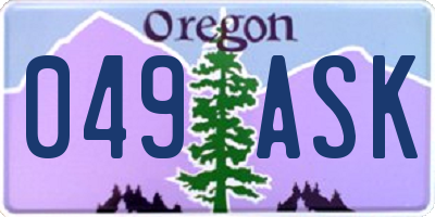 OR license plate 049ASK