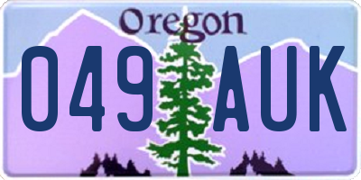OR license plate 049AUK