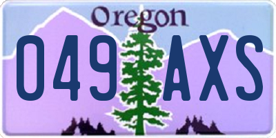 OR license plate 049AXS